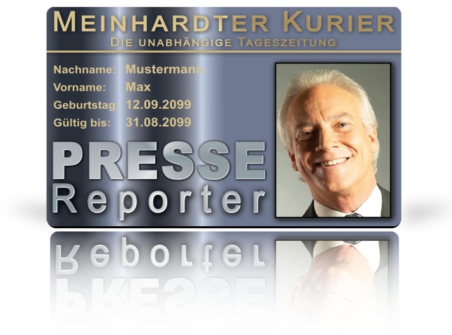 Presseausweis des Meinhardter Kuriers als hochwertige Plastikkarte
