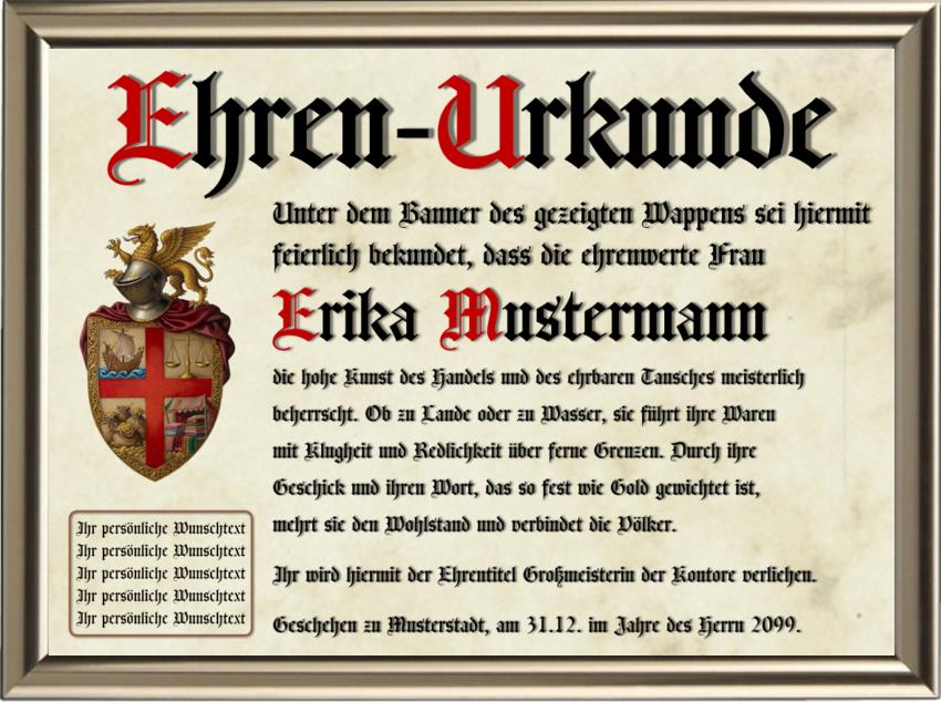 Kaufmann - Nostalgische Wappen-Urkunde