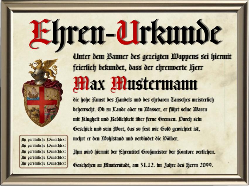 Kaufmann - Nostalgische Wappen-Urkunde
