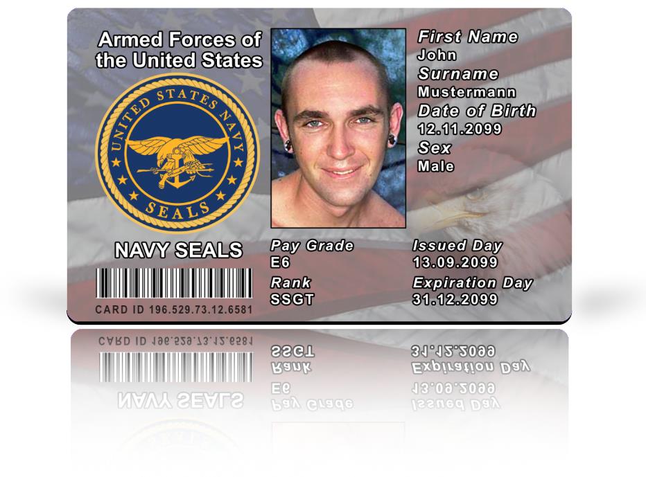 US Navy Seals Ausweis als hochwertige Plastikkarte