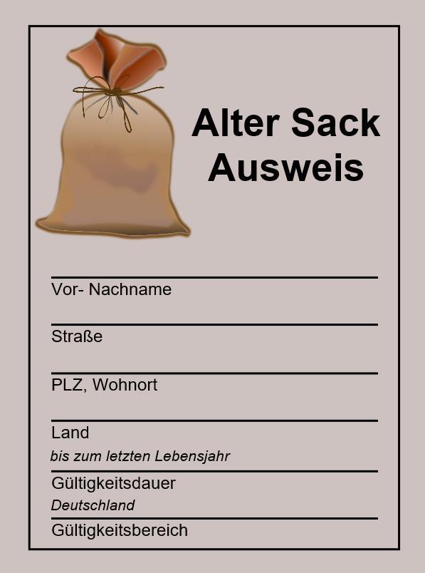 Verein alter Säcke - Glückwunschkarte, incl. Ausweis & Umschlag