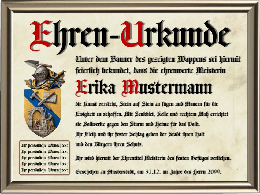 Mauer - Nostalgische Wappen-Urkunde