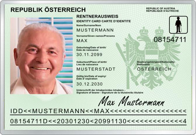 Rentnerausweis - Österreich - Komplett personalisierbar