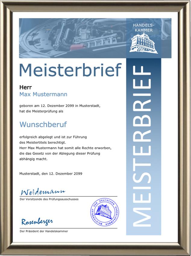 Meisterbrief für die Kfz-Branche