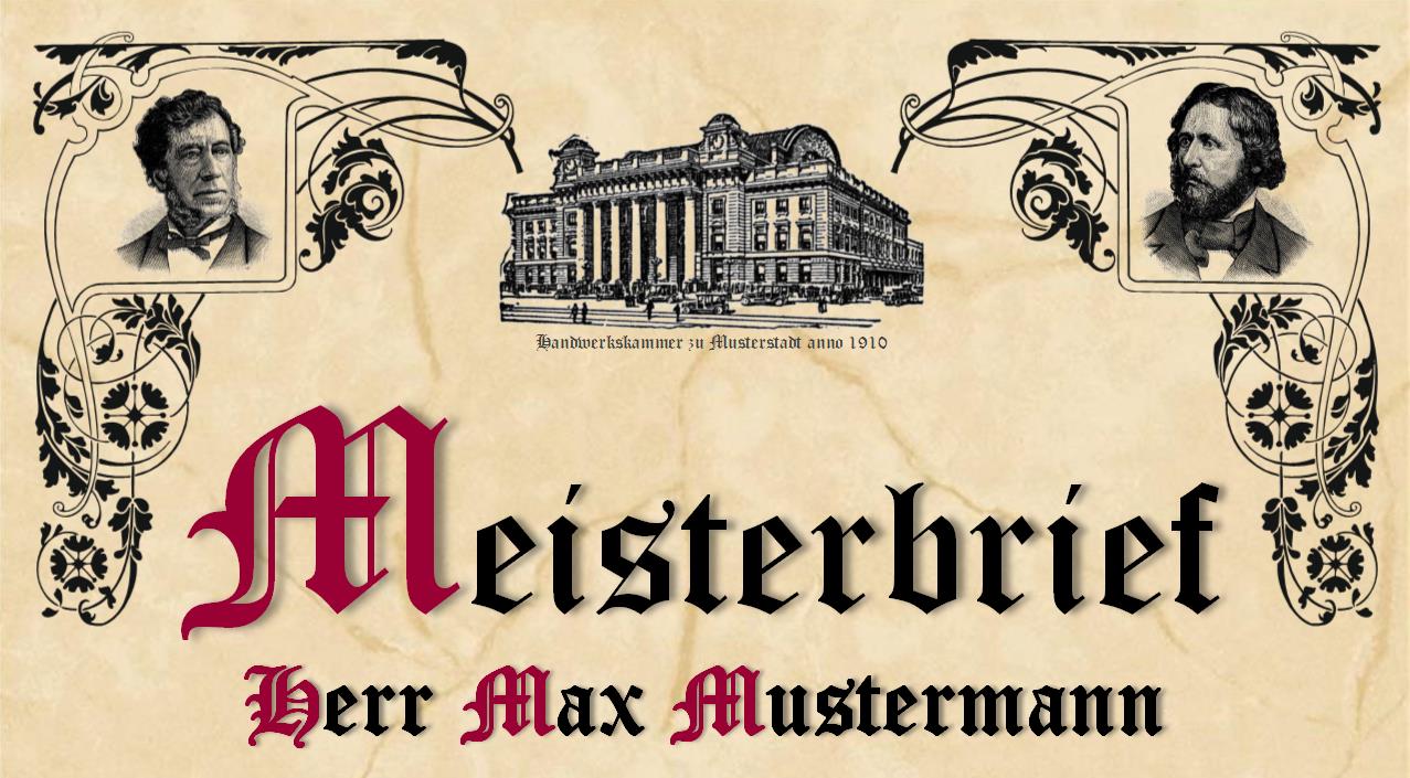 Nostalgischer Meisterbrief deluxe der Handwerkskammer
