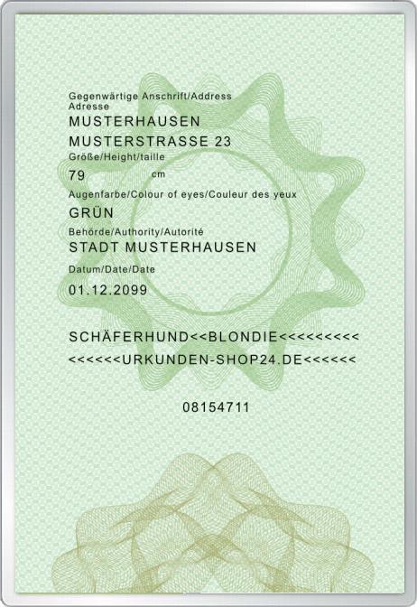 Personalausweis - Schäferhund - Komplett personalisierbar