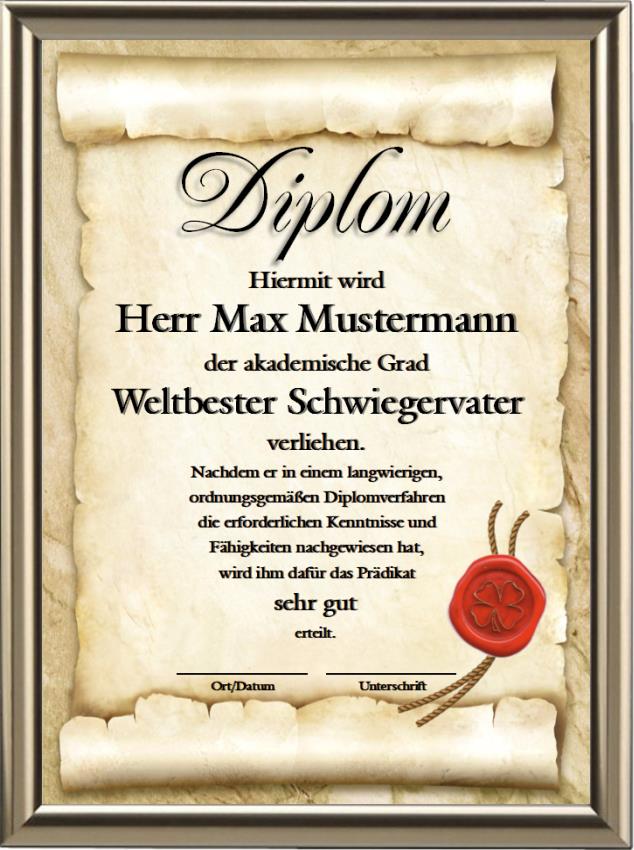 Diplom - Weltbester Schwiegervater