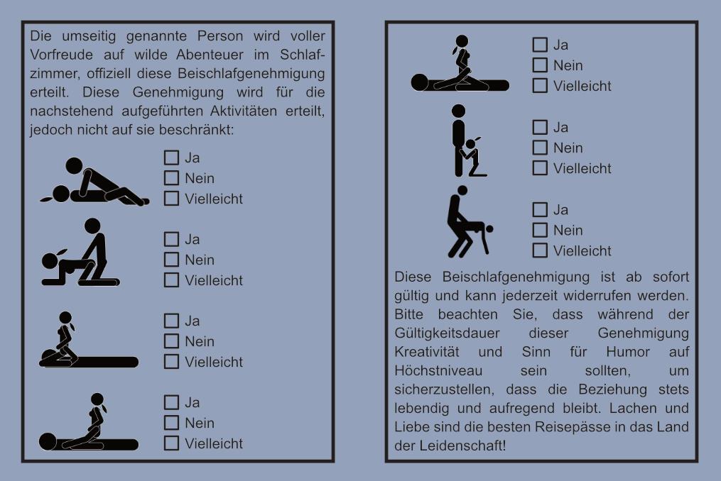 Beischlafgenehmigung - versch. Farben