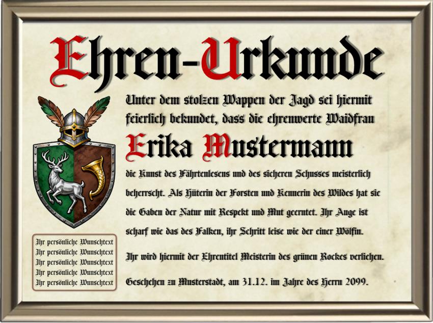 Jäger - Nostalgische Wappen-Urkunde