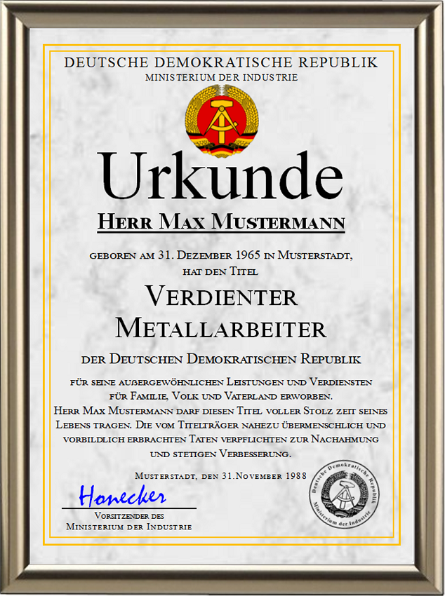 DDR - Verdienter Metallarbeiter