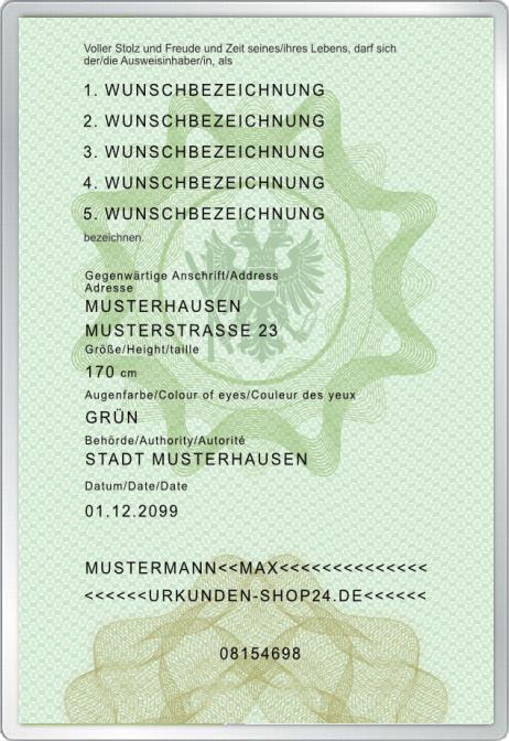 Vollpfostenausweis für Österreich - Personalausweis - Komplett personalisierbar