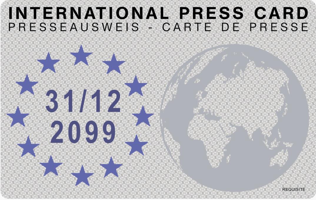 Internationaler Presseausweis als hochwertige Plastikkarte