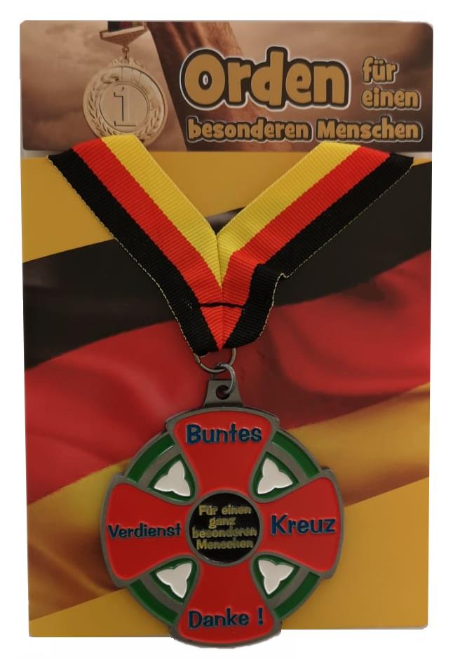 Orden "Buntes Verdienstkreuz" incl. Geschenkkarte und Umschlag
