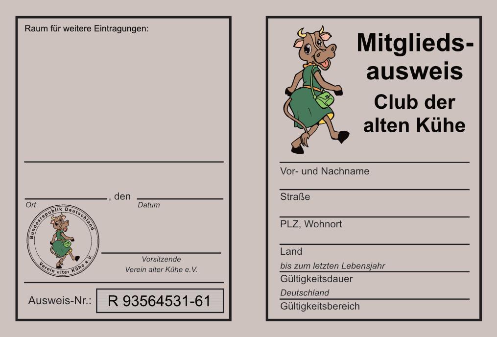 Mitgliedsausweis - Club der Alten Kühe