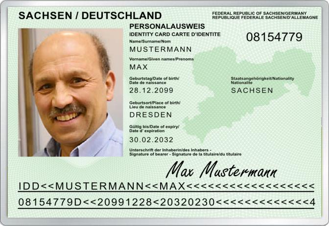 Personalausweis - Sachsen - Komplett personalisierbar