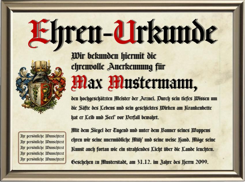 Arzt - Nostalgische Wappen-Urkunde 2