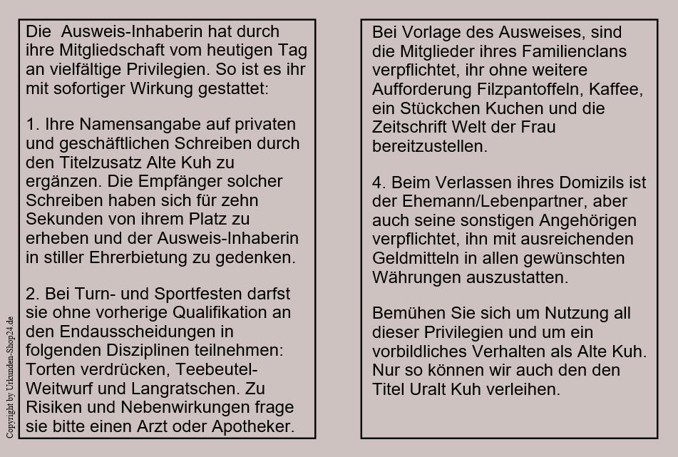 Mitgliedsausweis - Club der Alten Kühe