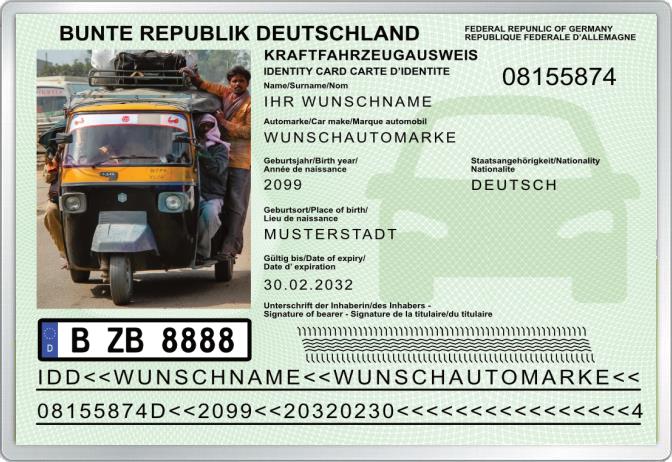 PKW-Namen-Ausweis - Personalausweis - Komplett personalisierbar
