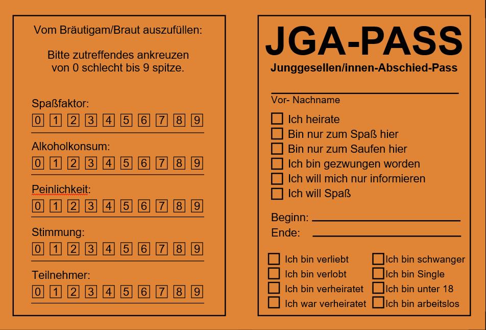 Junggesellenabschied-Pass - JGA
