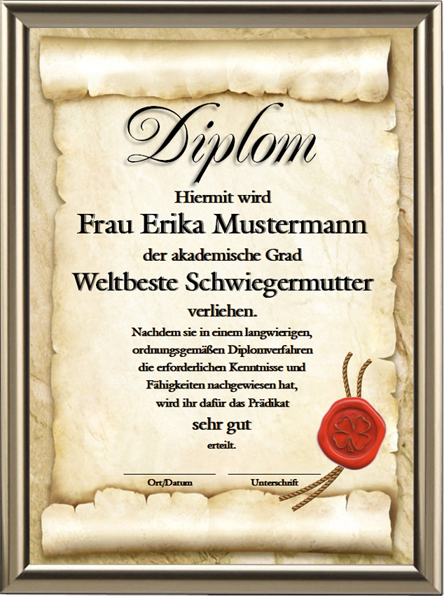 Diplom - Weltbeste Schwiegermutter