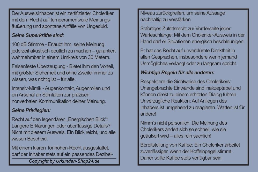 Choleriker-Ausweis