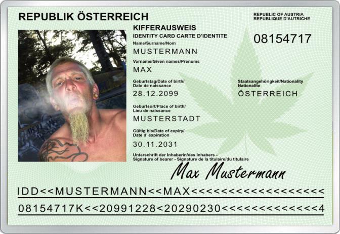 Kiffer-Ausweis - Für Österreich - Personalausweis - Komplett personalisierbar
