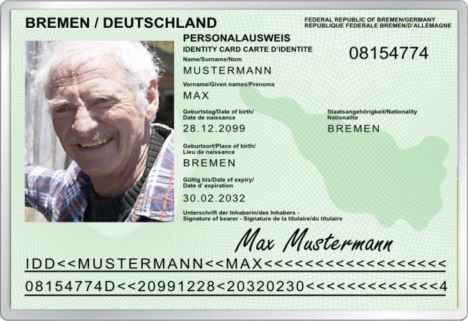 Personalausweis - Bremen - Komplett personalisierbar