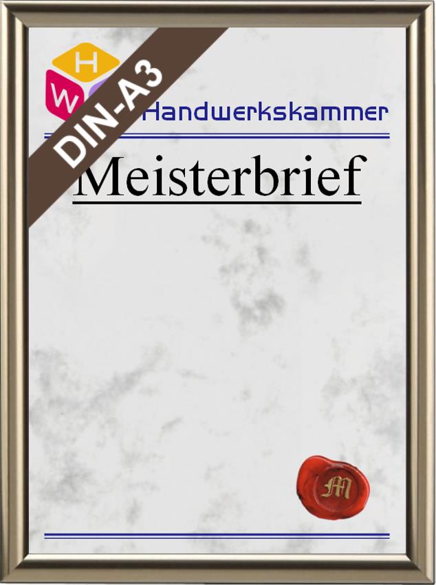 Blanko Meisterbrief - Handwerkskammer - XL - Modern