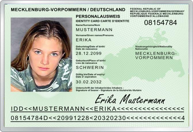 Personalausweis - Mecklenburg-Vorpommern - Komplett personalisierbar