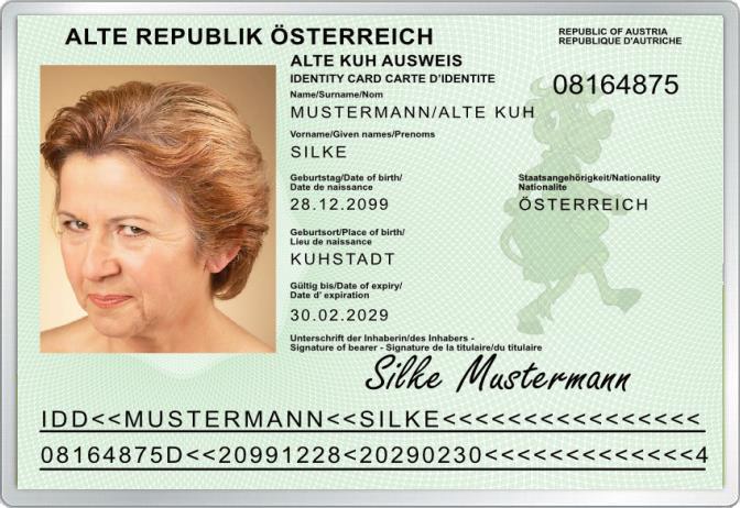 Personalausweis - Alte Kuh - Für Österreich - Komplett personalisierbar