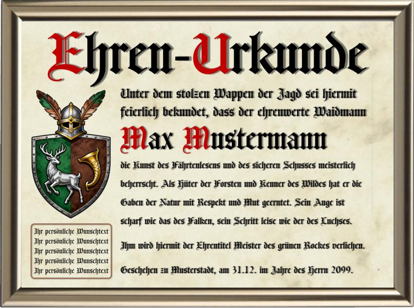 Jäger - Nostalgische Wappen-Urkunde