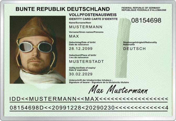 Vollpfostenausweis - Personalausweis - Komplett personalisierbar