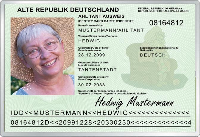 Verein der Ahl Tant - Glückwunschkarte, incl. personalisierten Ausweis & Umschlag