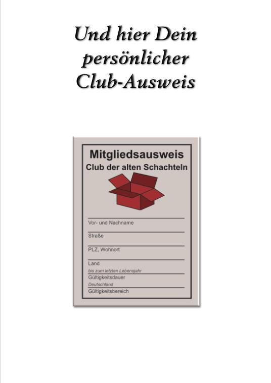 Club der alten Schachteln - Glückwunschkarte, incl. Ausweis & Umschlag