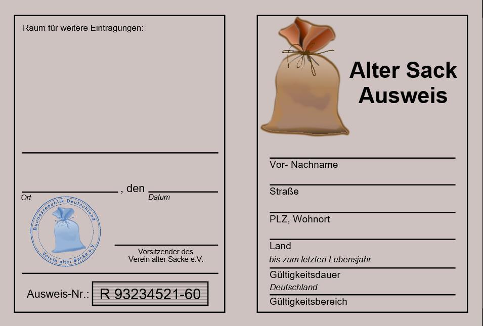 Verein alter Säcke - Glückwunschkarte, incl. Ausweis & Umschlag