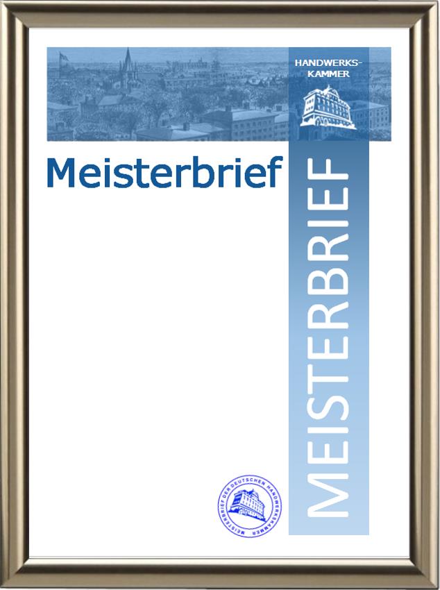Blanko Meisterbrief - Handwerkskammer - Blaues Steifendesign