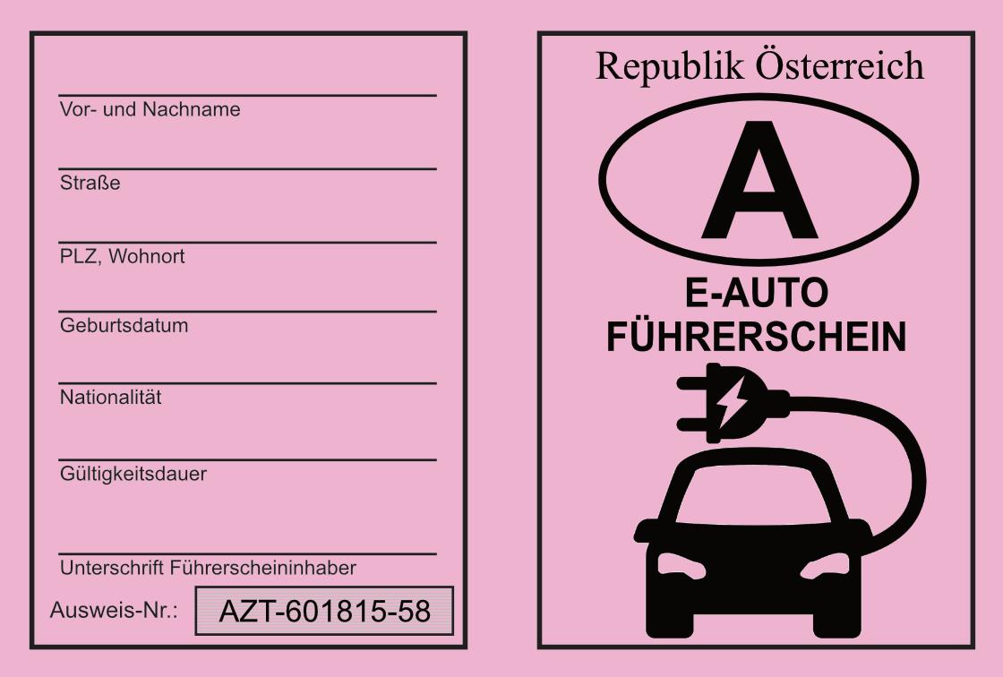E-Auto-Führerschein für Österreich in versch. Farben