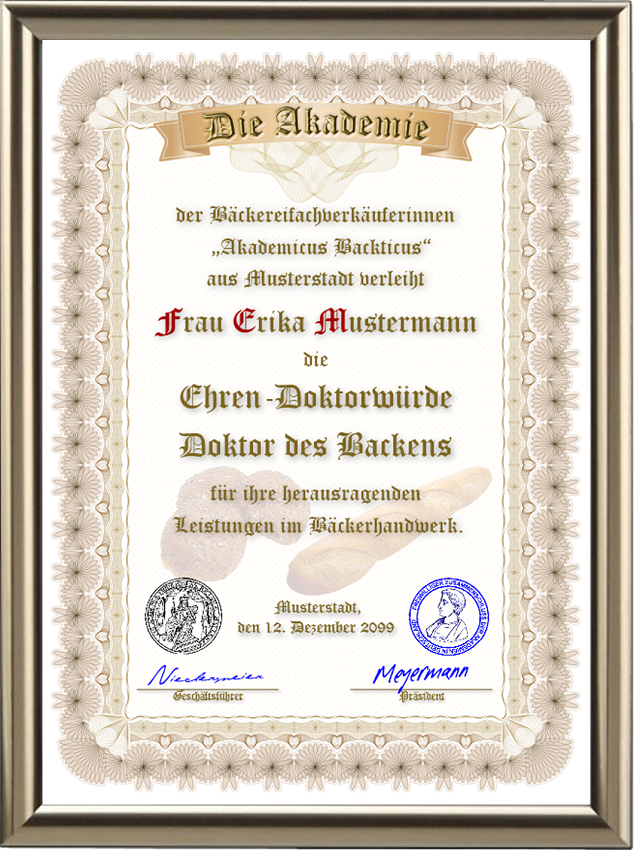 Ehren-Doktorwürde für eine Bäckereifachverkäuferin