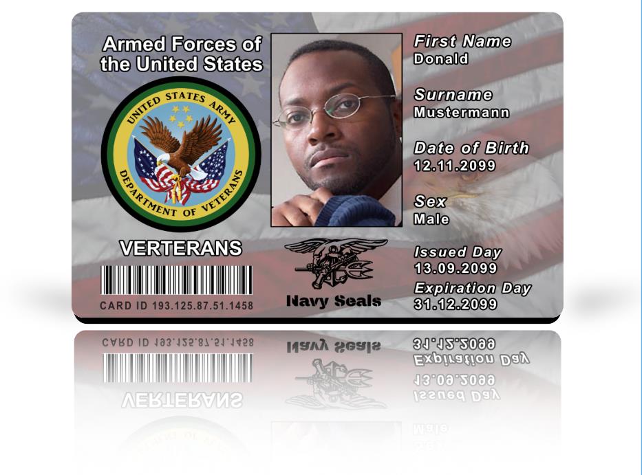 US-Army Verteran Ausweis als hochwertige Plastikkarte