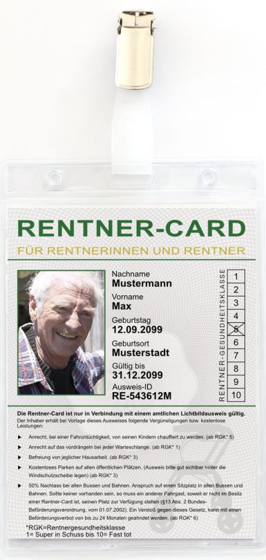 Rentner-Card in Ausweishülle