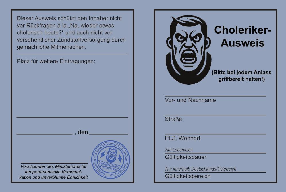 Choleriker-Ausweis
