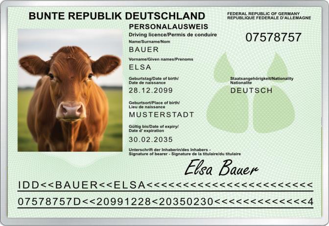 Kuh-Ausweis - Komplett personalisierbar