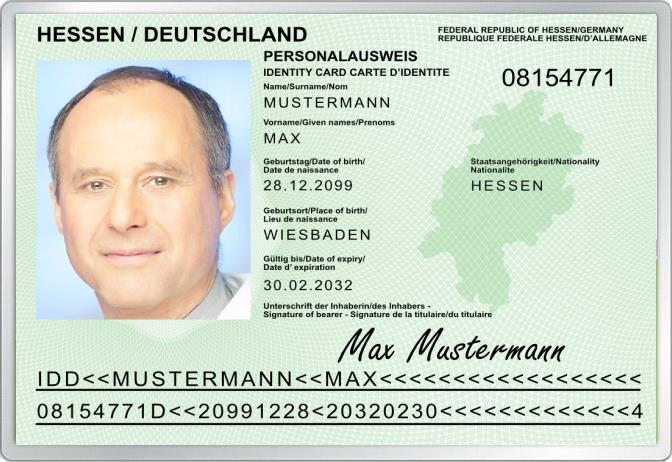 Personalausweis - Hessen - Komplett personalisierbar