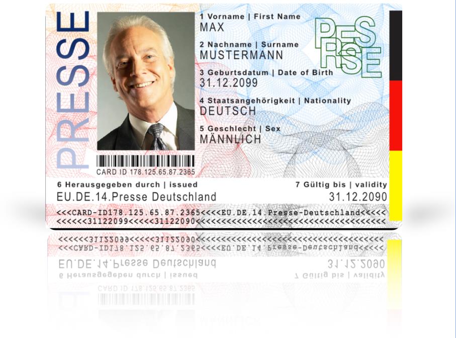 Deutscher Presseausweis als hochwertige Plastikkarte