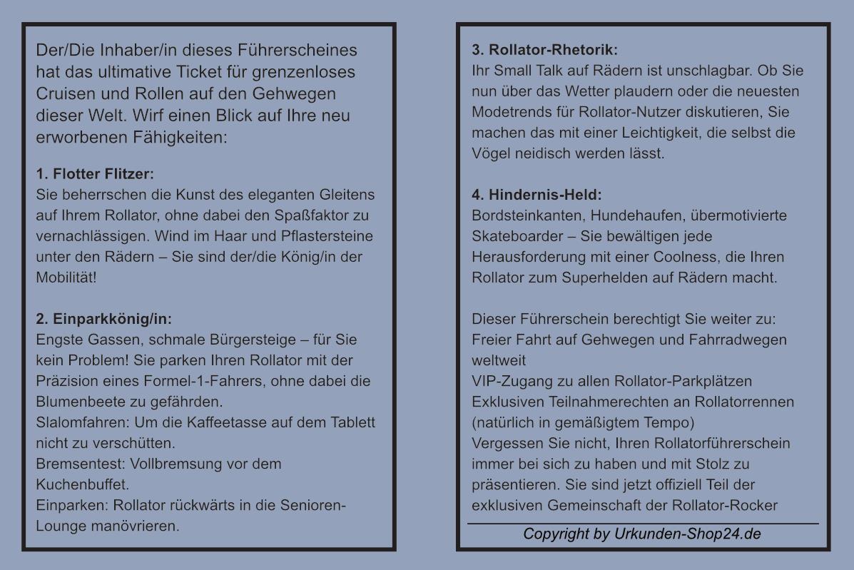 Rollator-Führerschein - versch. Farben