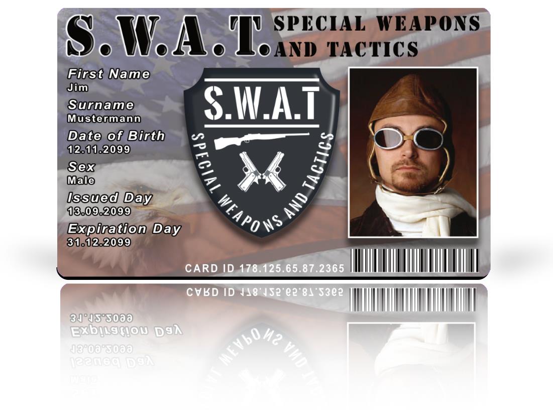 S.W.A.T. Ausweis als hochwertige Plastikkarte - USA