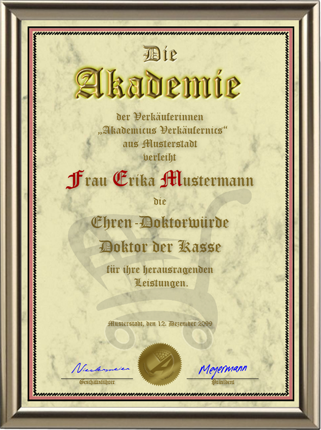 Ehren-Doktorwürde für Verkäufer/Verkäuferinnen