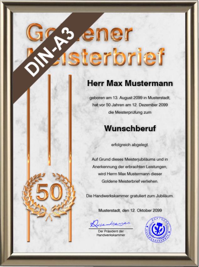 Meisterbrief Diplom Meisterurkunde Meistertitel Urkunde DIN-A3 UK-102004 