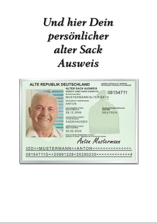 Verein alter Säcke - Glückwunschkarte, incl. personalisierten Ausweis & Umschlag