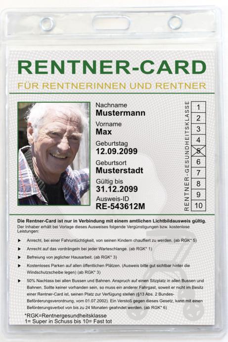 Rentner-Card in Ausweishülle